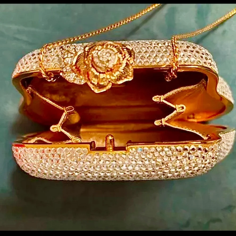 Stunning vintage Judith Leiber swarovski crystal clutch handbag flower f… - Picture 10 of 11